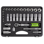 Extendable Ratchet Socket Set 3/8"Sq Drive 34pc S01287