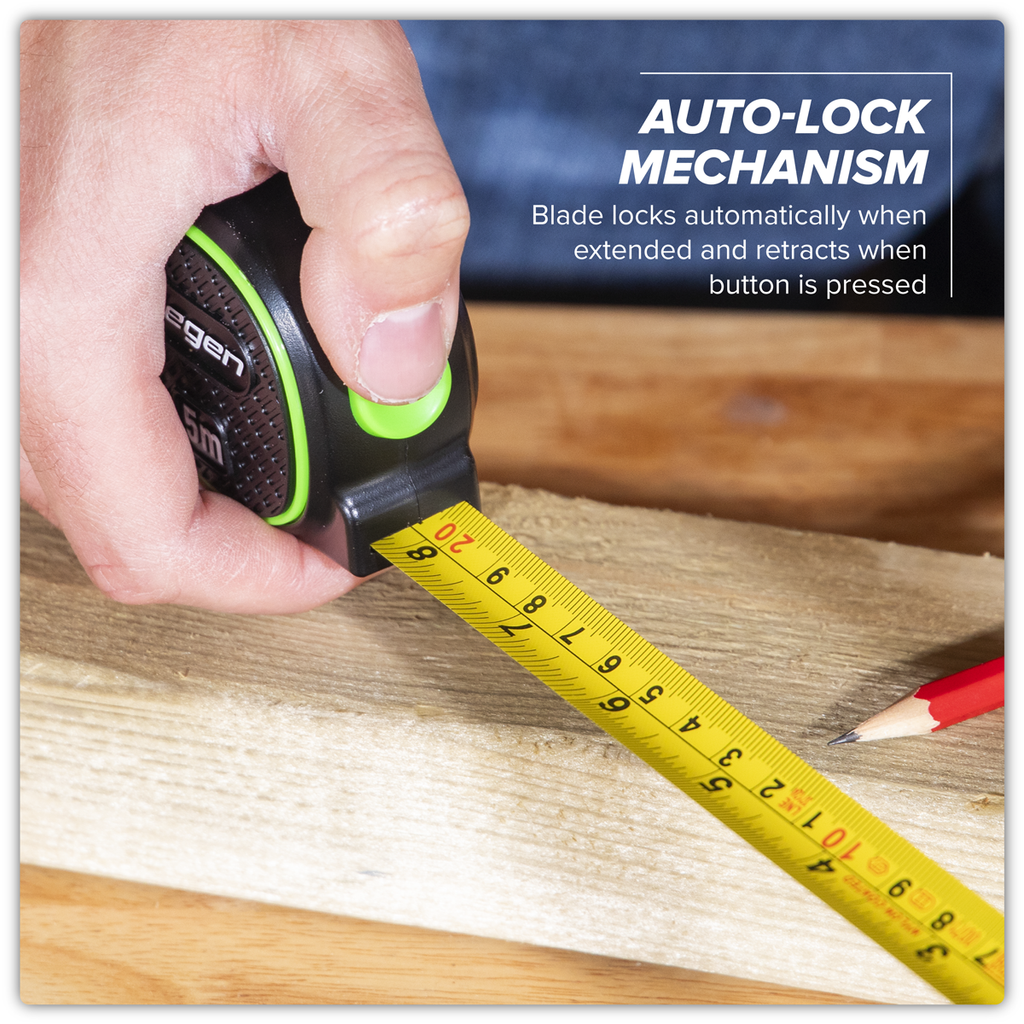 Metric/Imperial Auto-Lock Tape Measure 5m(16ft) x 19mm S01328