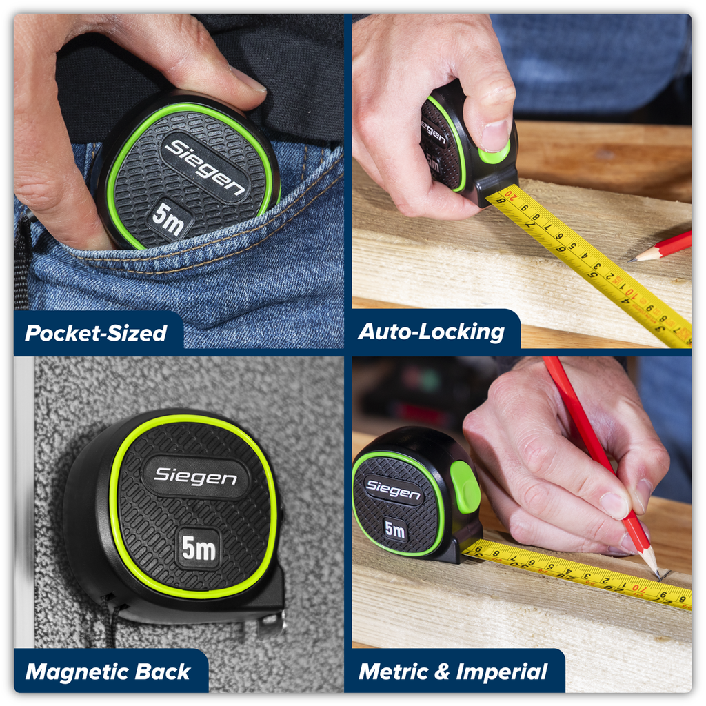 Metric/Imperial Auto-Lock Tape Measure 5m(16ft) x 19mm S01328
