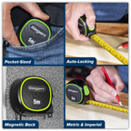 Metric/Imperial Auto-Lock Tape Measure 5m(16ft) x 19mm S01328