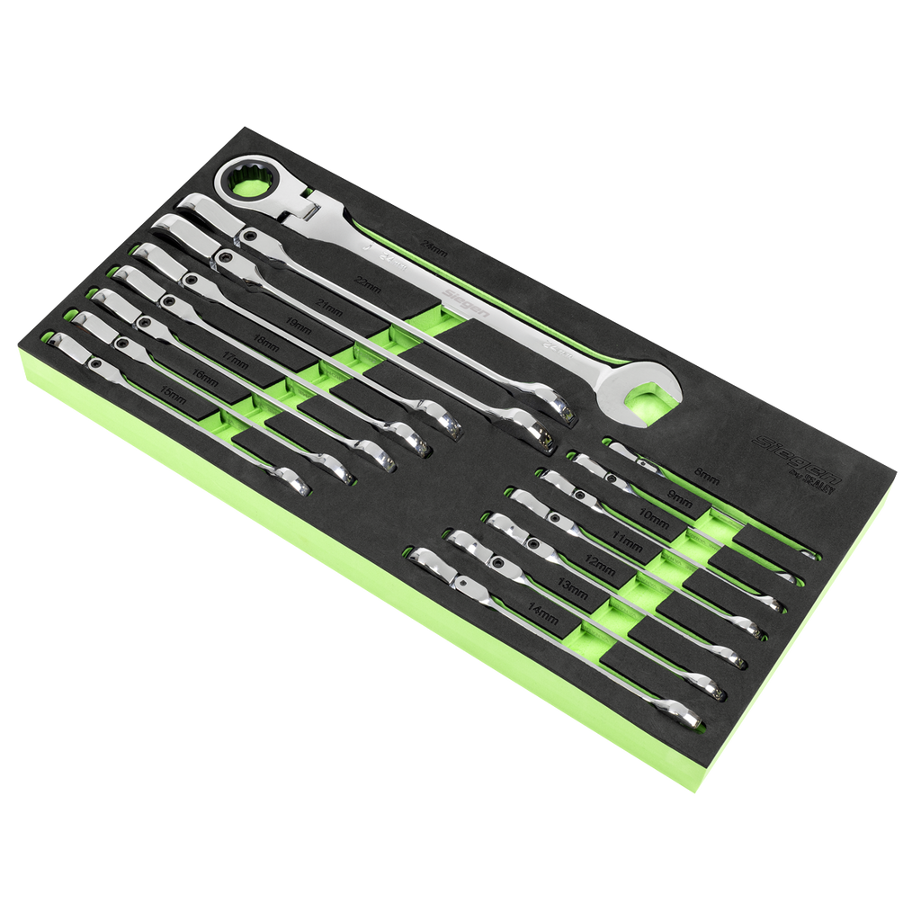 Flexi-Head Combination Ratchet Spanner Set 15pc S01329