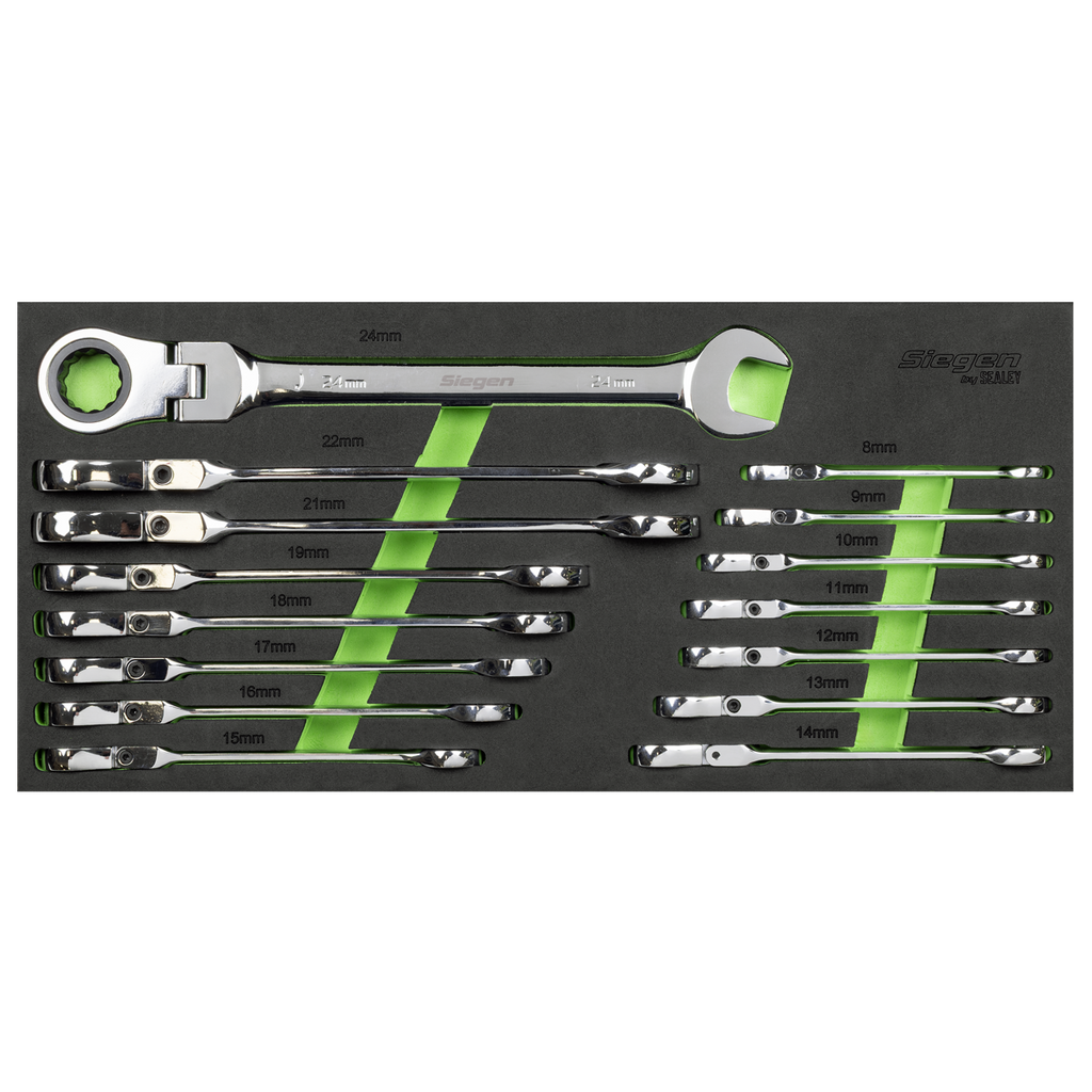 Flexi-Head Combination Ratchet Spanner Set 15pc S01329