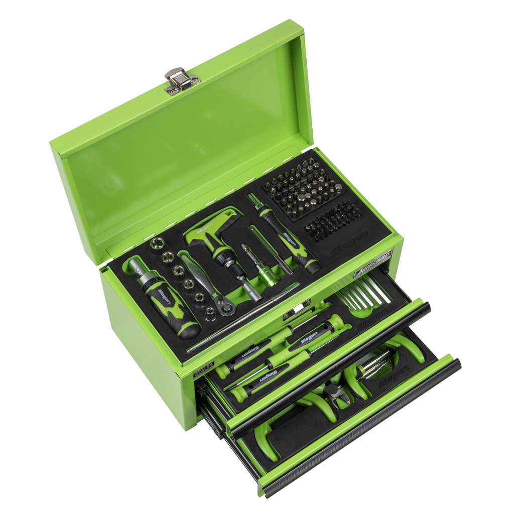 Mini Toolbox 2 Drawer with 111pc Tool Kit - Green S01346
