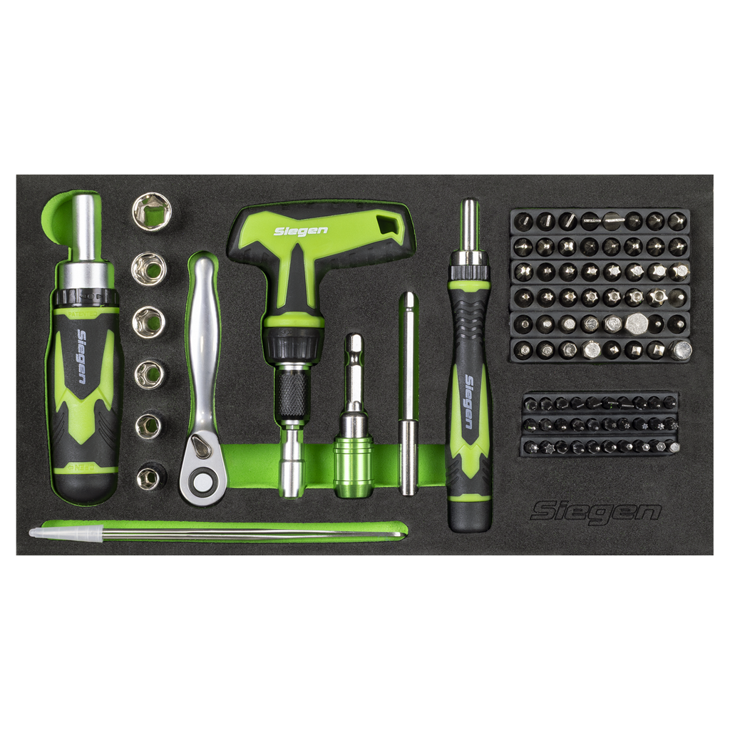 Mini Toolbox 2 Drawer with 111pc Tool Kit - Green S01346