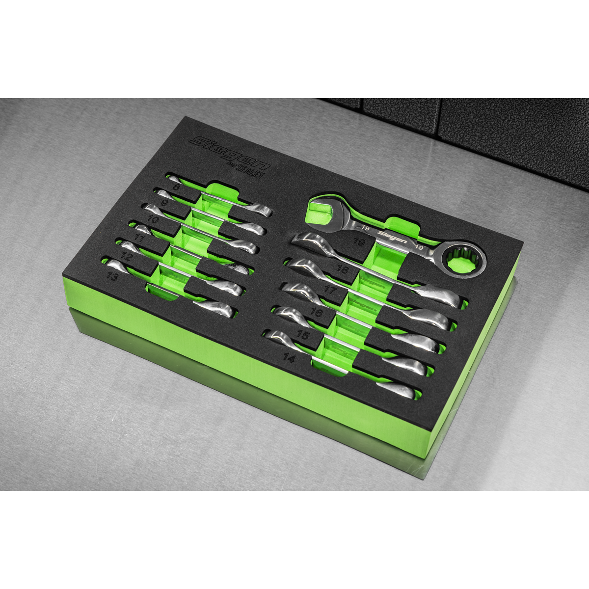 Stubby Combination Ratchet Spanner Set in EVA Foam Tray 12pc S0633