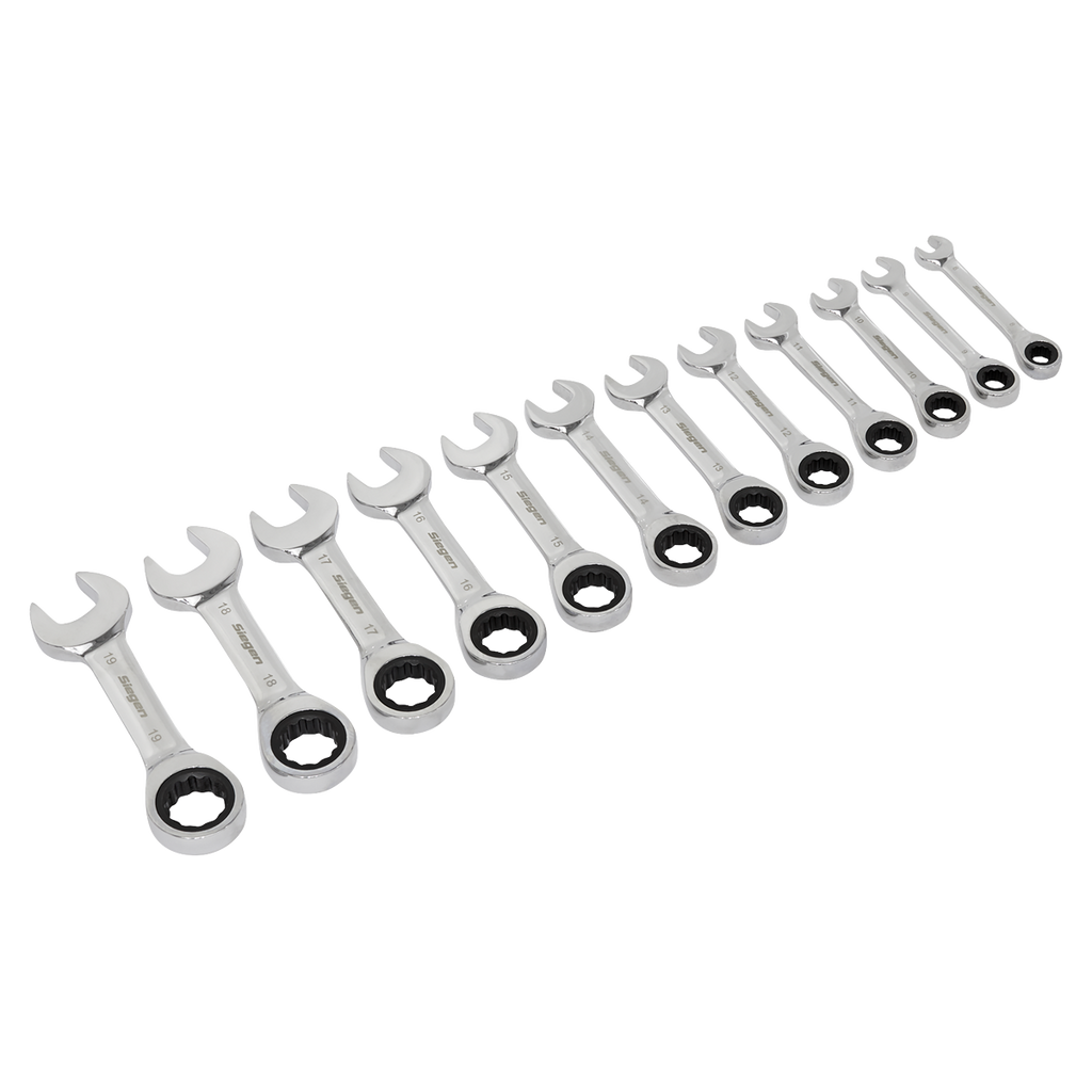 Stubby Combination Ratchet Spanner Set in EVA Foam Tray 12pc S0633