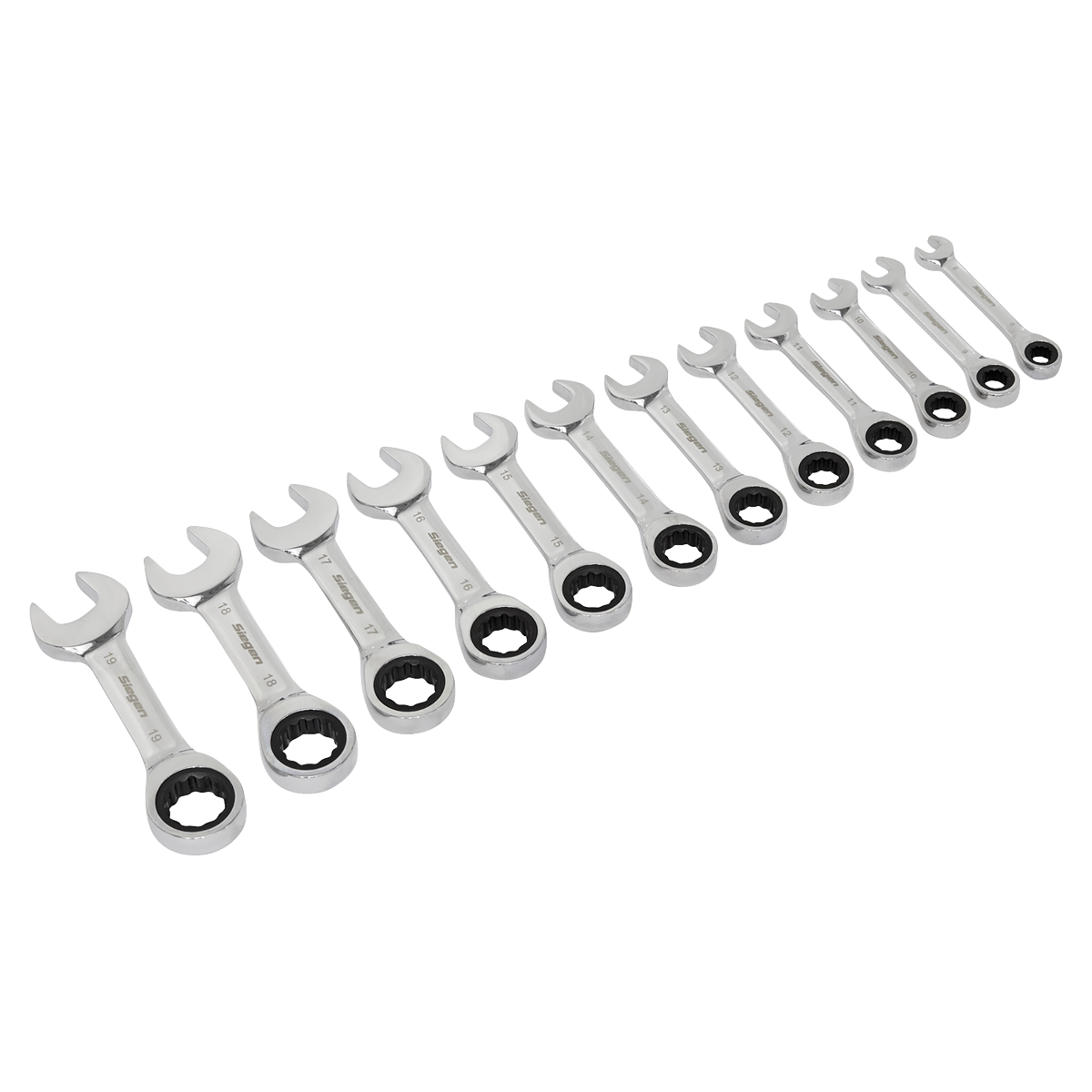 Stubby Combination Ratchet Spanner Set in EVA Foam Tray 12pc S0633