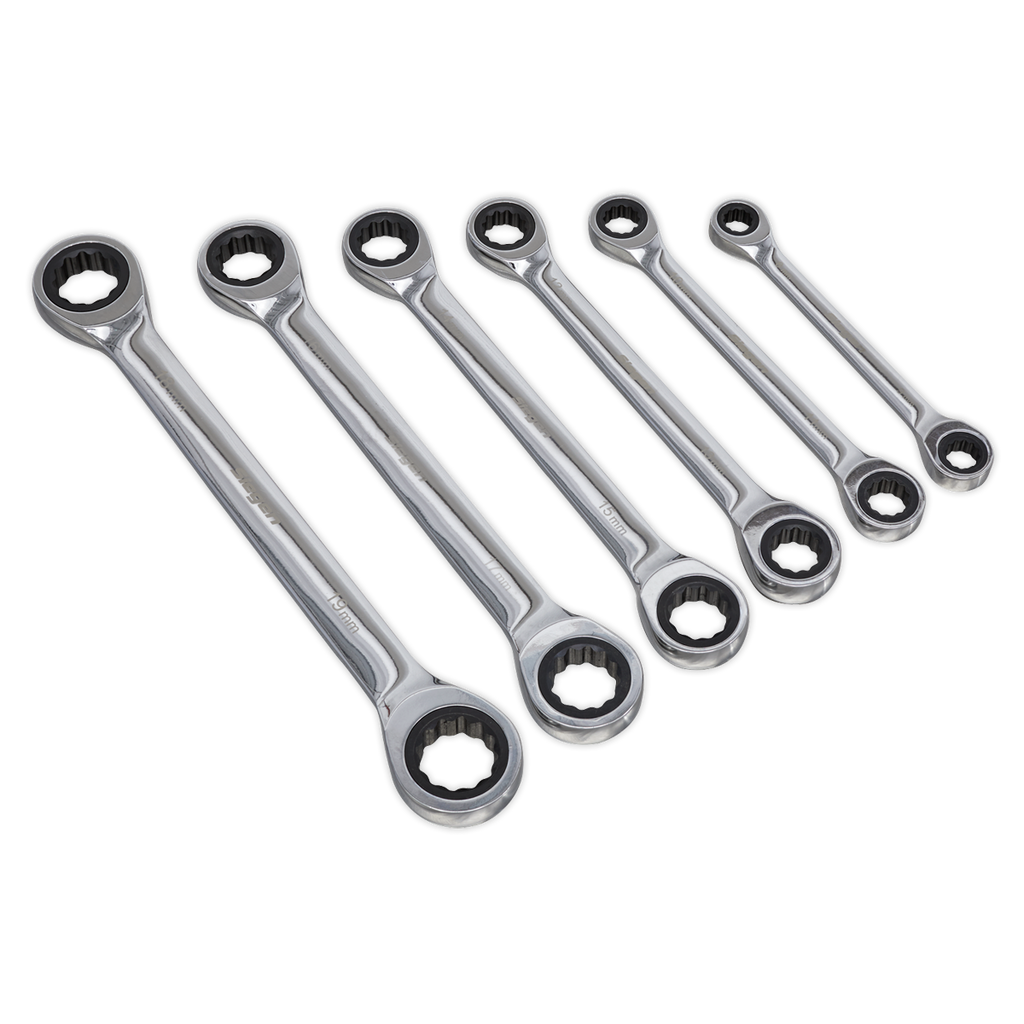 Double End Ratchet Ring Spanner Set 6pc S0636