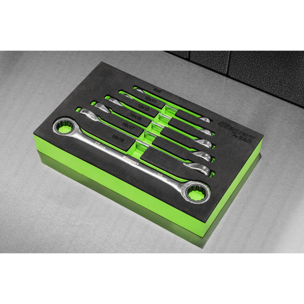 Double End Ratchet Ring Spanner Set 6pc S0636