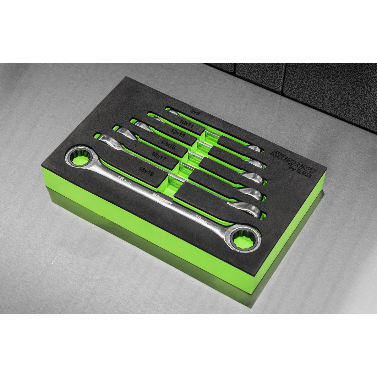 Double End Ratchet Ring Spanner Set 6pc S0636