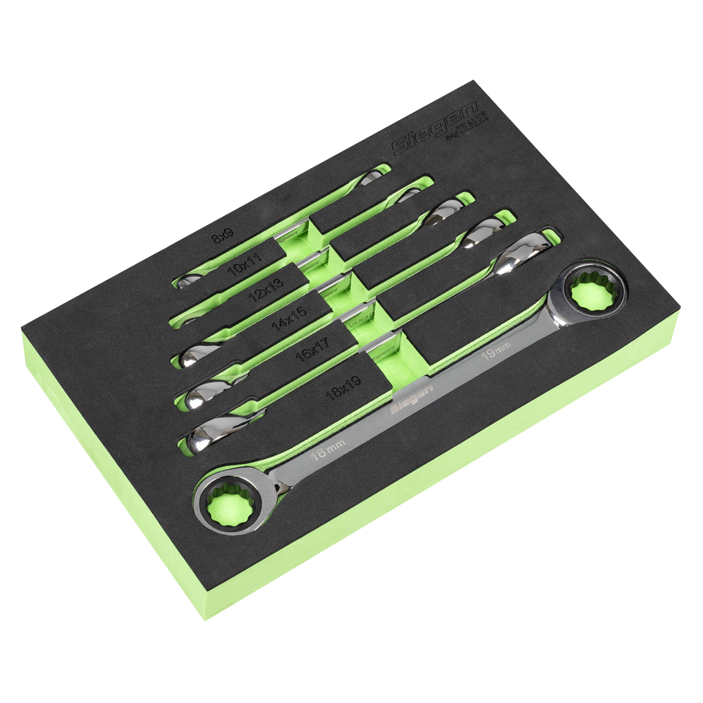 Double End Ratchet Ring Spanner Set 6pc S0636