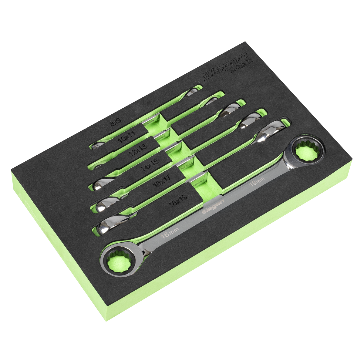 Double End Ratchet Ring Spanner Set 6pc S0636
