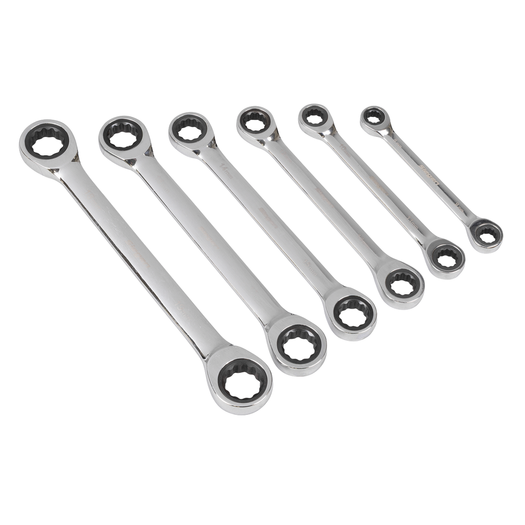 Double End Ratchet Ring Spanner Set 6pc S0636