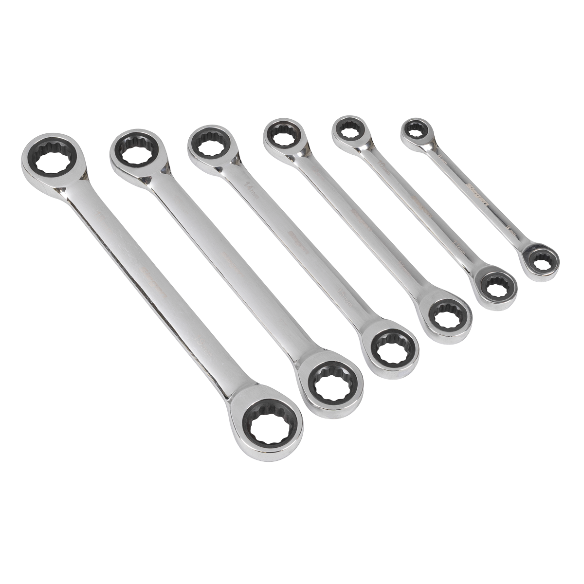 Double End Ratchet Ring Spanner Set 6pc S0636