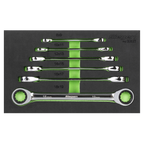 Double End Ratchet Ring Spanner Set 6pc S0636