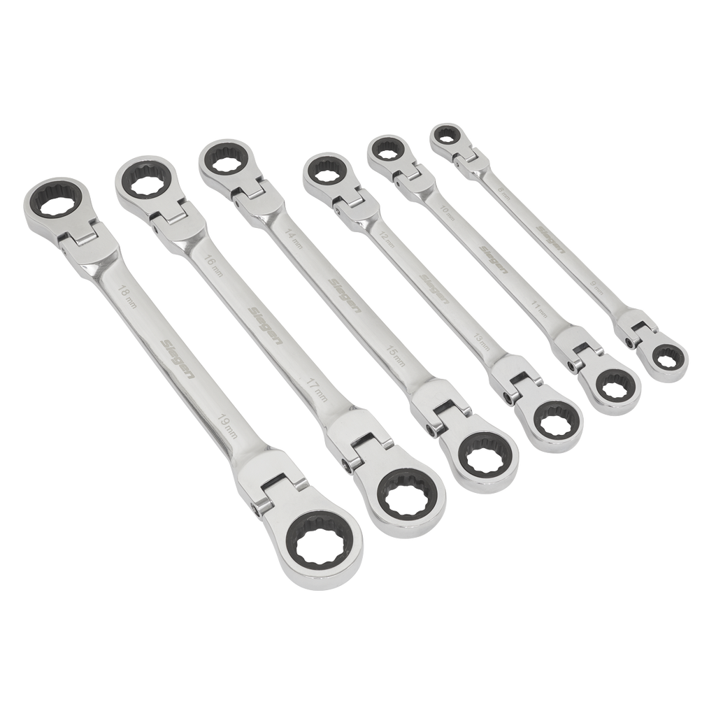 Flexi-Head Double End Ratchet Ring Spanner Set 6pc S0806