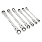 Flexi-Head Double End Ratchet Ring Spanner Set 6pc S0806
