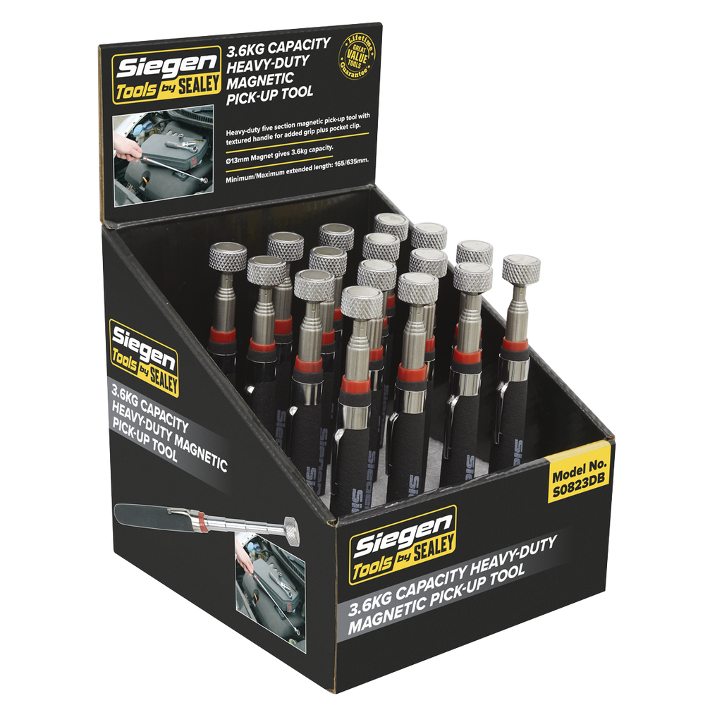 Heavy-Duty Magnetic Pick-Up Tool 3.6kg Capacity - Display Box of 16 S0823DB