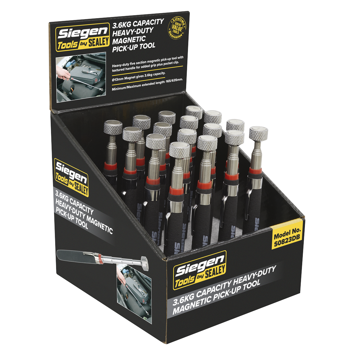 Heavy-Duty Magnetic Pick-Up Tool 3.6kg Capacity - Display Box of 16 S0823DB