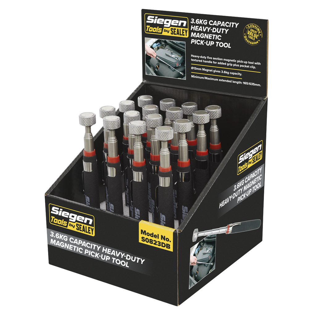 Heavy-Duty Magnetic Pick-Up Tool 3.6kg Capacity - Display Box of 16 S0823DB