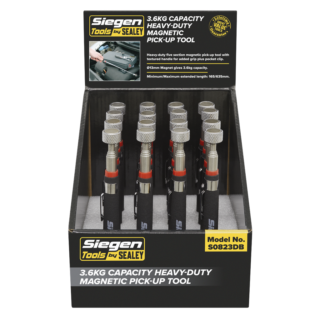 Heavy-Duty Magnetic Pick-Up Tool 3.6kg Capacity - Display Box of 16 S0823DB