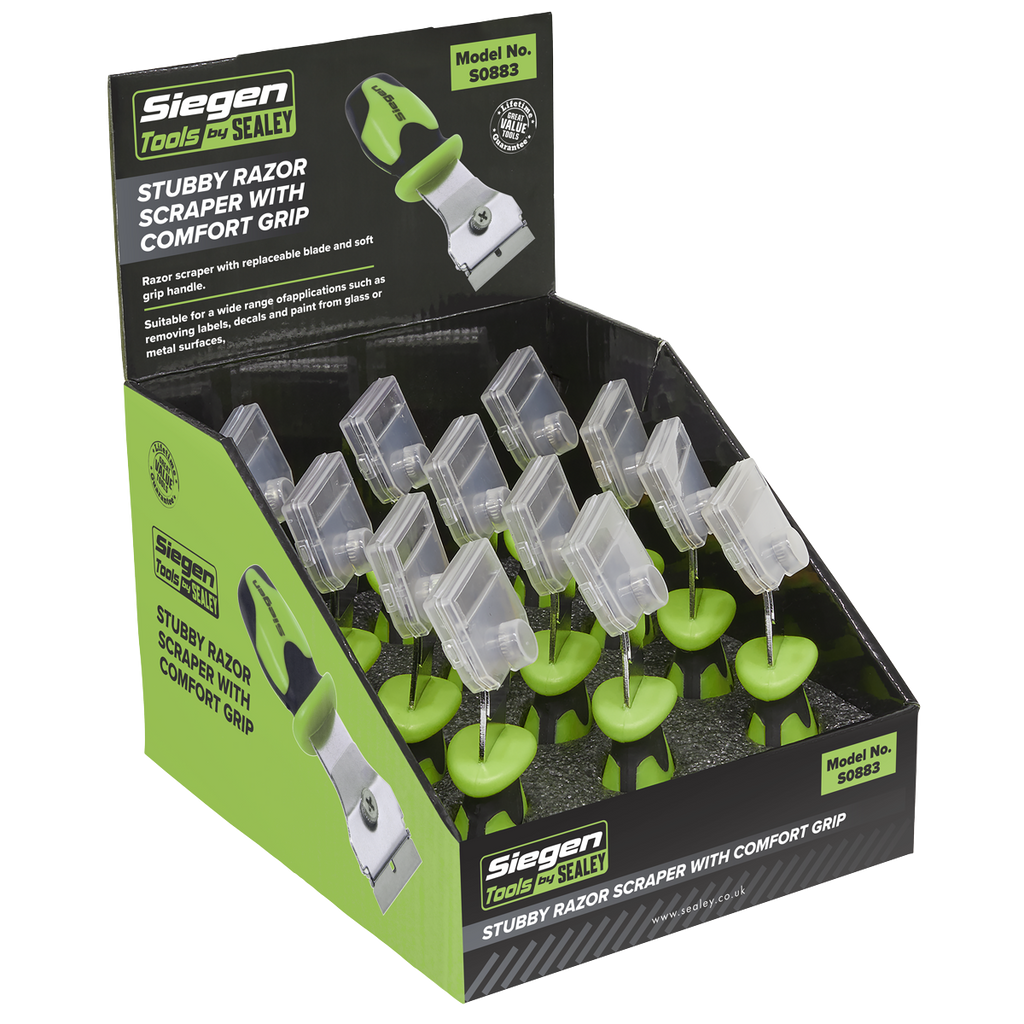 Stubby Razor Scraper with Comfort Grip - Display Box of 12 S0883