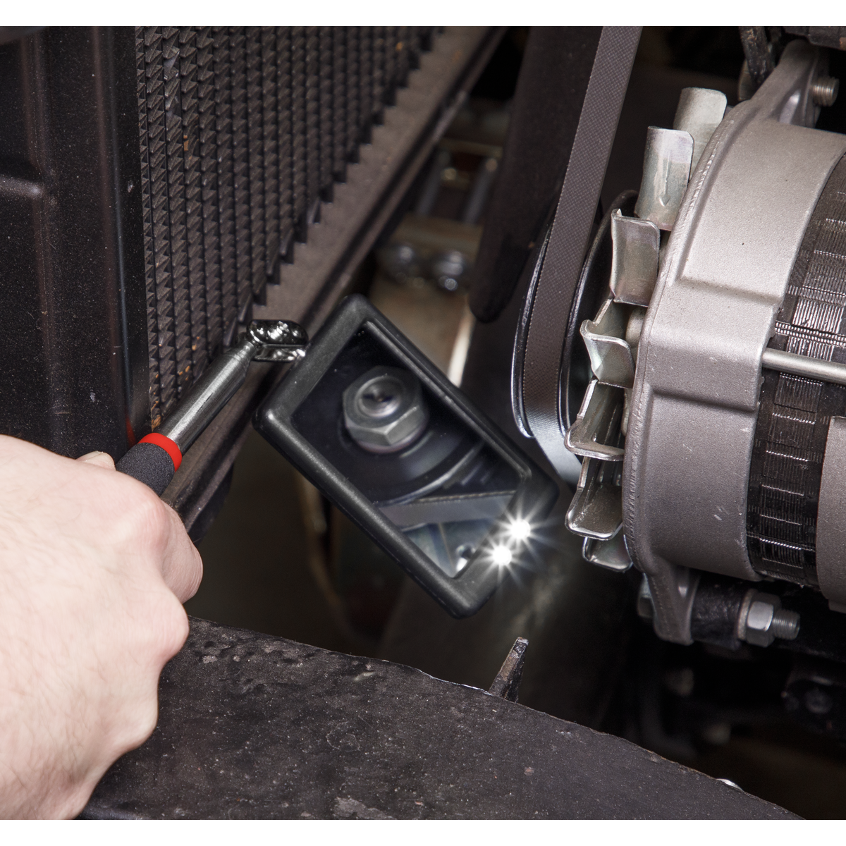 Telescopic Inspection Mirror with 2 LEDs 52 x 83mm S0948