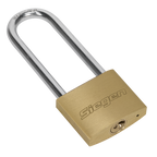 Brass Body Padlock with Brass Cylinder Long Shackle 40mm S0989