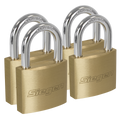 Brass Body Padlock with Brass Cylinder Keyed Alike - Pack of 4 S0992