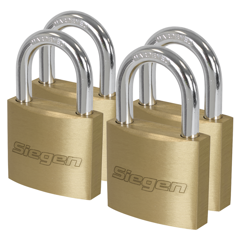 Brass Body Padlock with Brass Cylinder Keyed Alike - Pack of 4 S0992