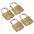 Brass Body Padlock with Brass Cylinder Keyed Alike - Pack of 4 S0992
