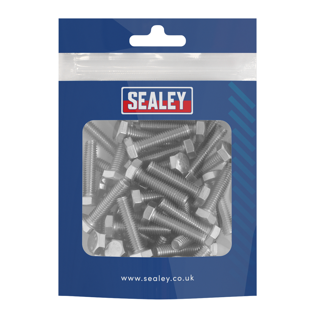 Stainless Steel Set Screw M6 x 25mm 1mm Pitch, DIN 933 - Pack of 50 S625S