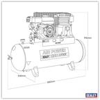 150L Belt Drive Air Compressor with Petrol Engine 6.5hp SA1565