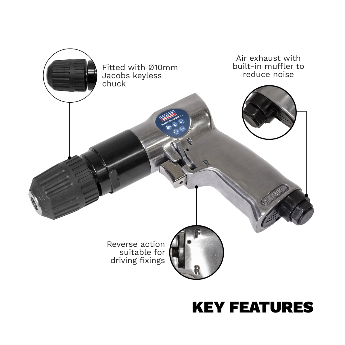 Reversible Air Drill 10mm with Keyless Chuck SA241