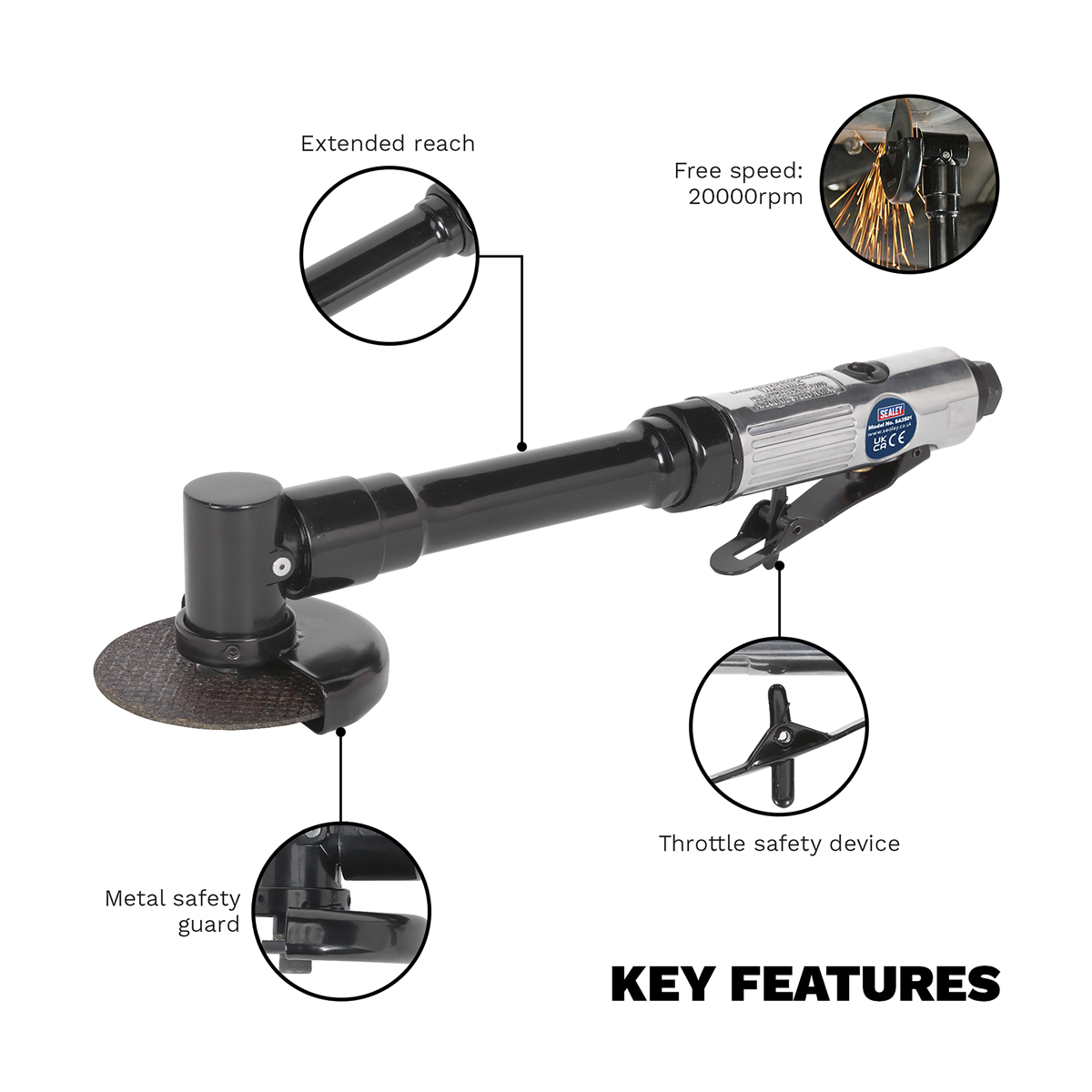 Long Reach Straight Air Cut-Off Tool 75mm SA2501