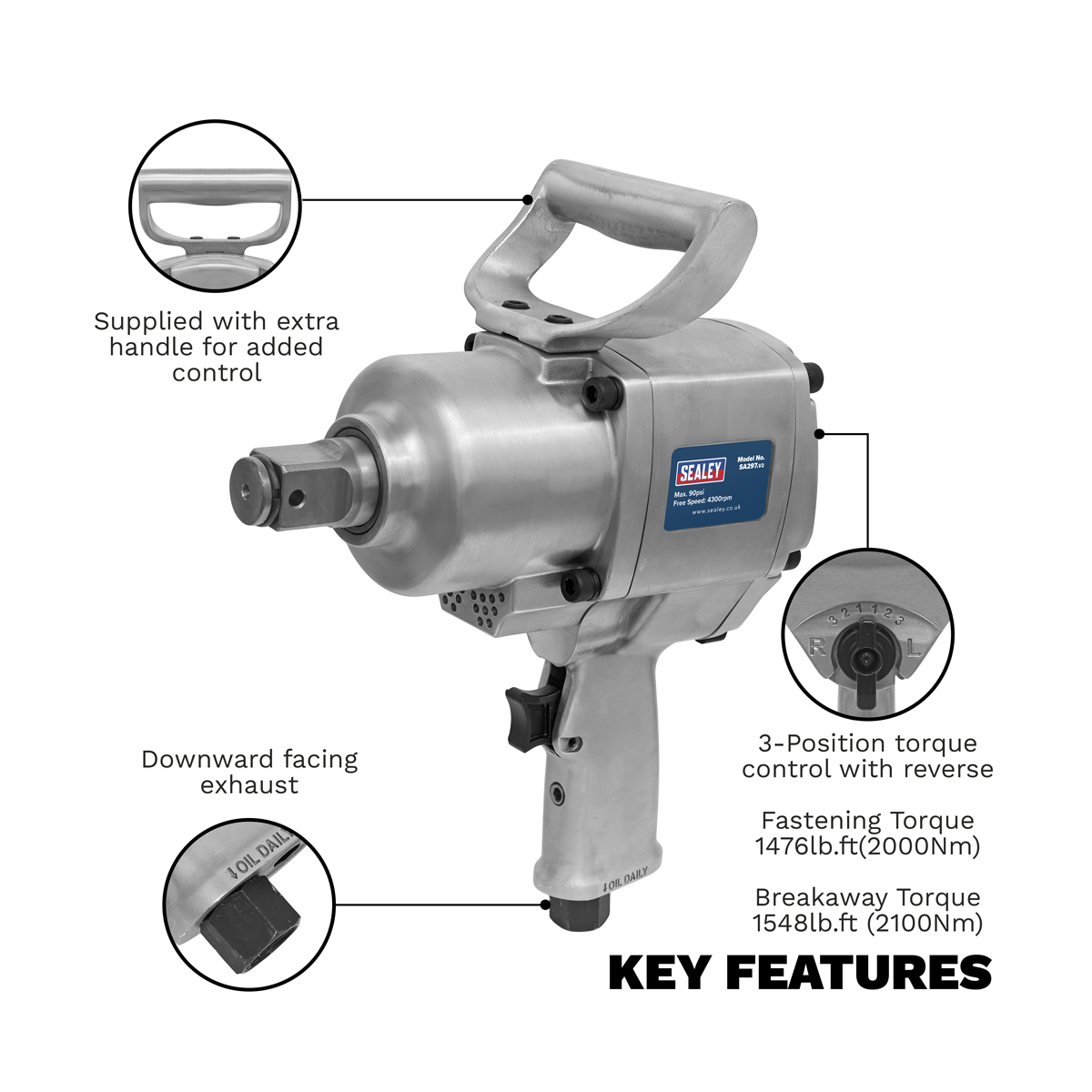 Twin Hammer Air Impact Wrench 1"Sq Drive SA297