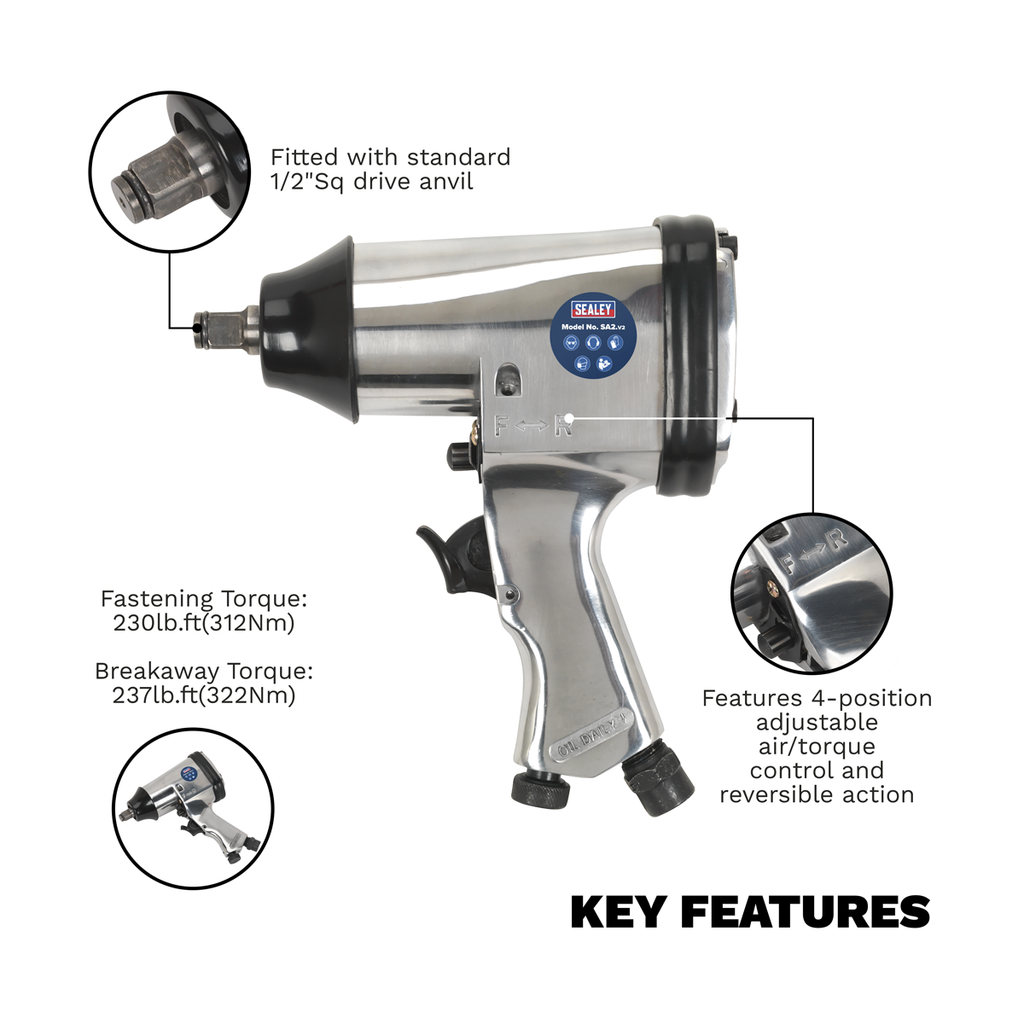 Air Impact Wrench 1/2"Sq Drive SA2