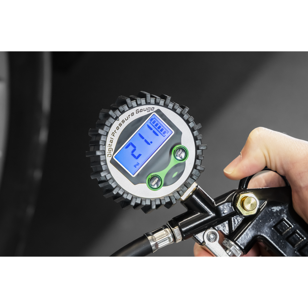 Digital Pistol Grip Tyre Inflator with Clip-On Connector SA332D