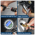 Digital Pistol Grip Tyre Inflator with Clip-On Connector SA332D
