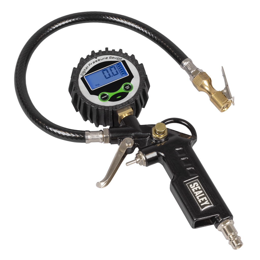 Digital Pistol Grip Tyre Inflator with Clip-On Connector SA332D