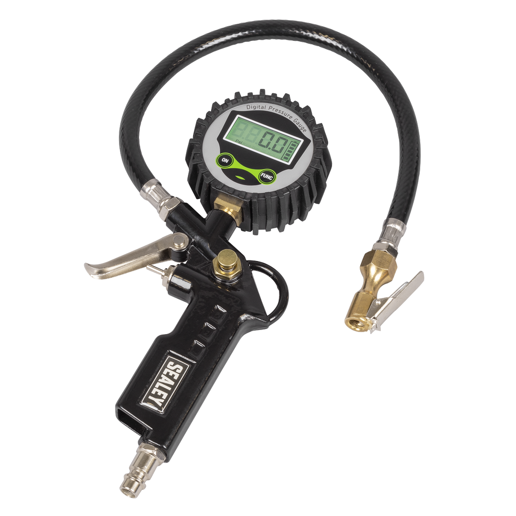 Digital Pistol Grip Tyre Inflator with Clip-On Connector SA332D