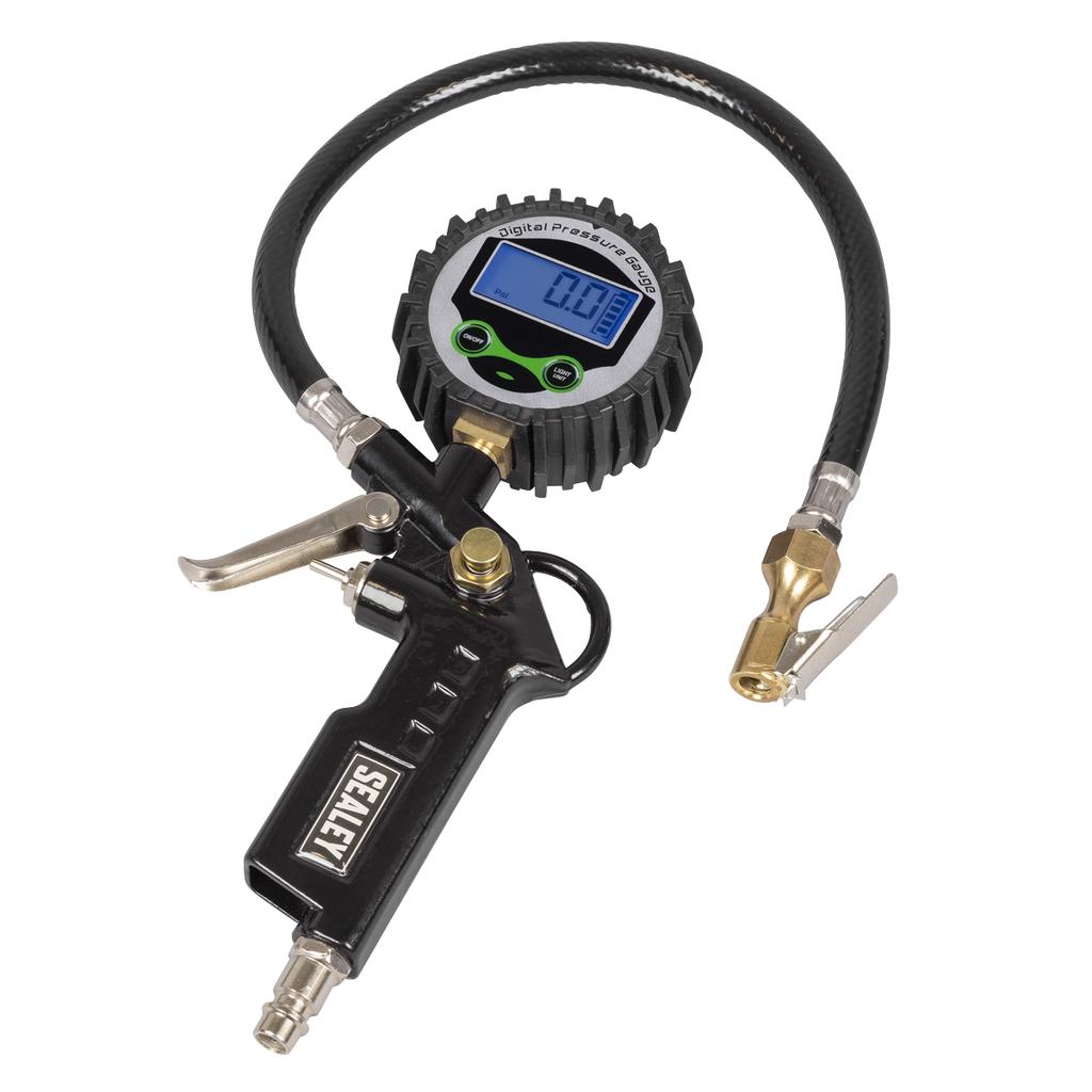 Digital Pistol Grip Tyre Inflator with Clip-On Connector SA332D