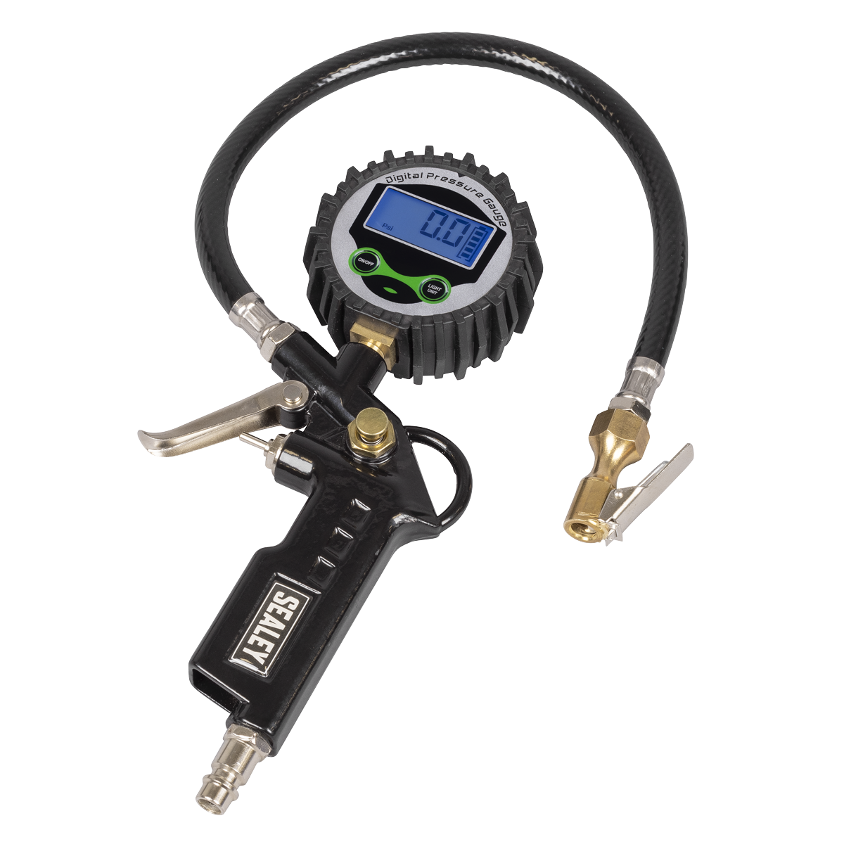 Digital Pistol Grip Tyre Inflator with Clip-On Connector SA332D