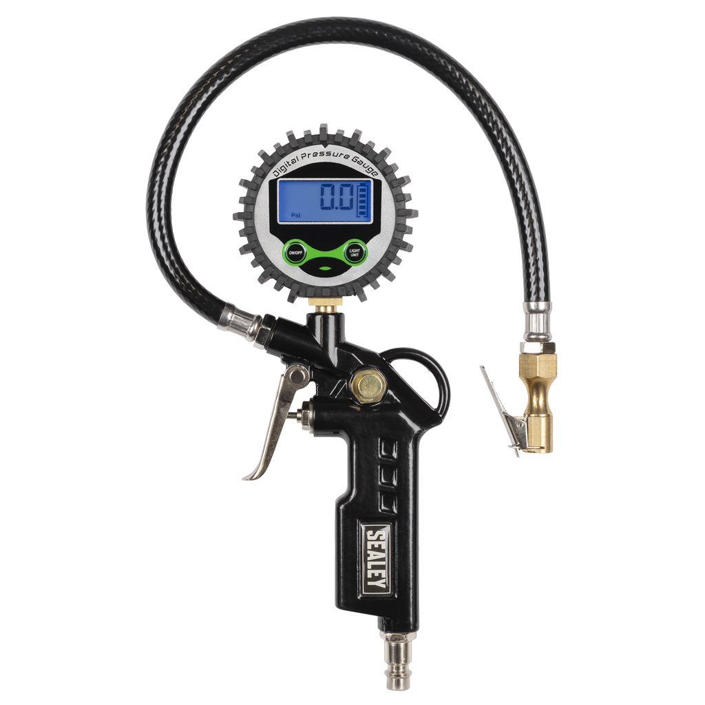 Digital Pistol Grip Tyre Inflator with Clip-On Connector SA332D