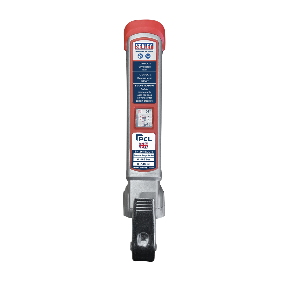 PCL Tyre Inflator with 2.5m Hose & Twin Clip-On Connector SA37/95