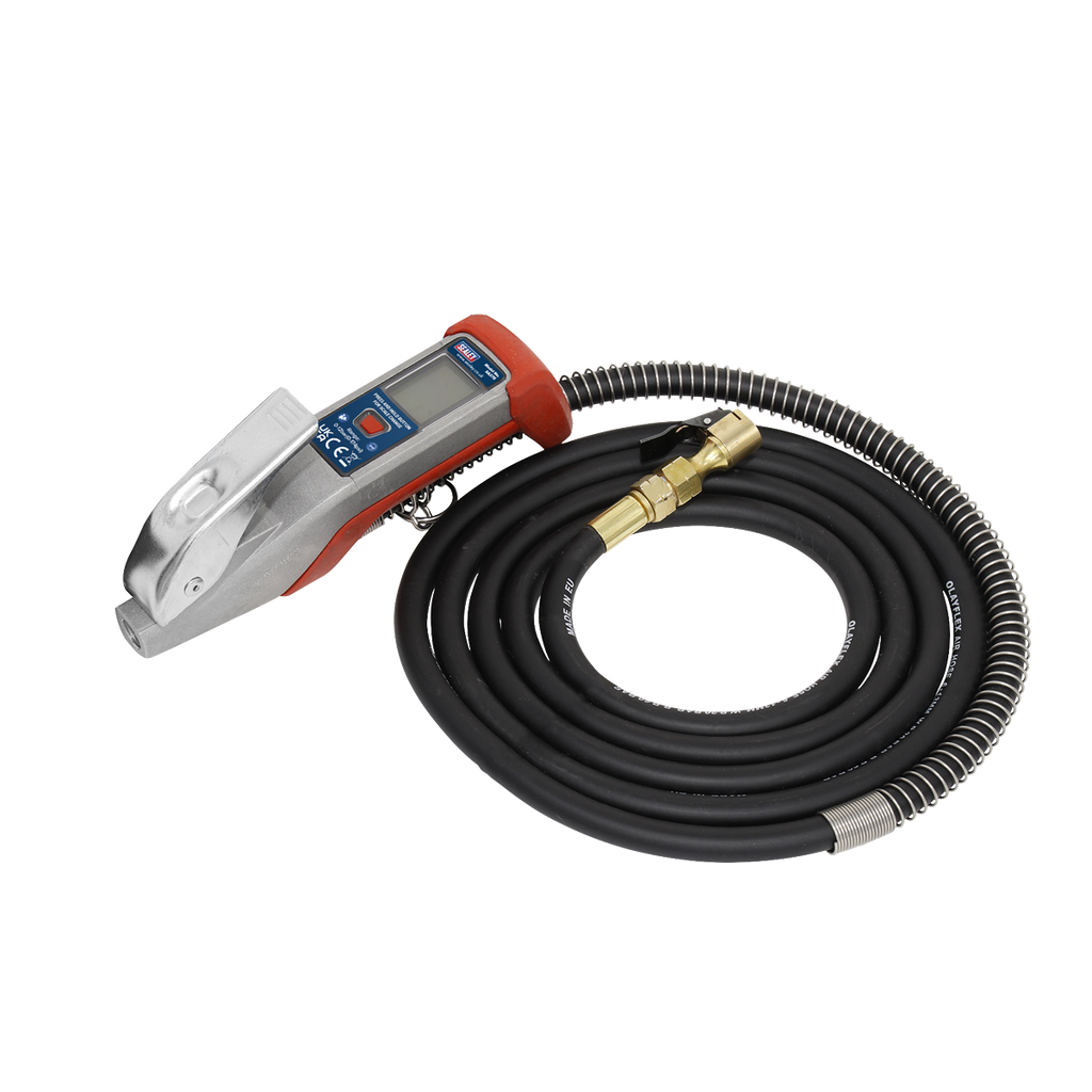 Digital Tyre Inflator with 2.7m Hose & Clip-On Connector SA375