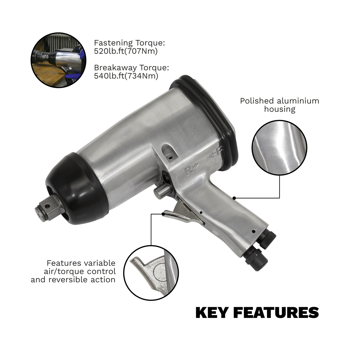 Air Impact Wrench 3/4"Sq Drive SA4