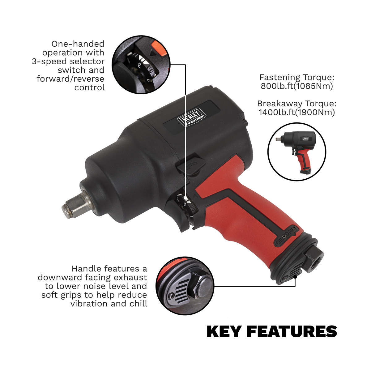 Twin Hammer Air Impact Wrench 1/2"Sq Drive SA6002