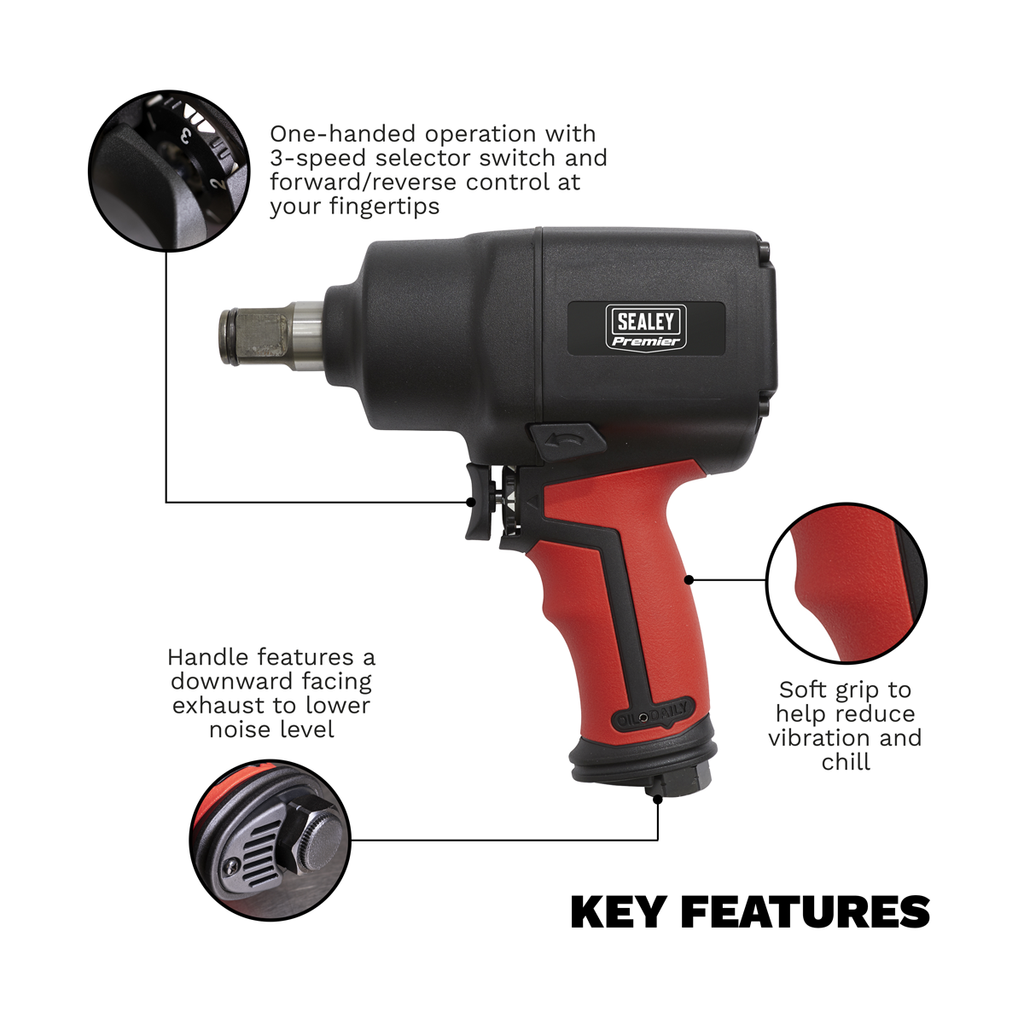 Composite Twin Hammer Air Impact Wrench 3/4"Sq Drive GSA6004