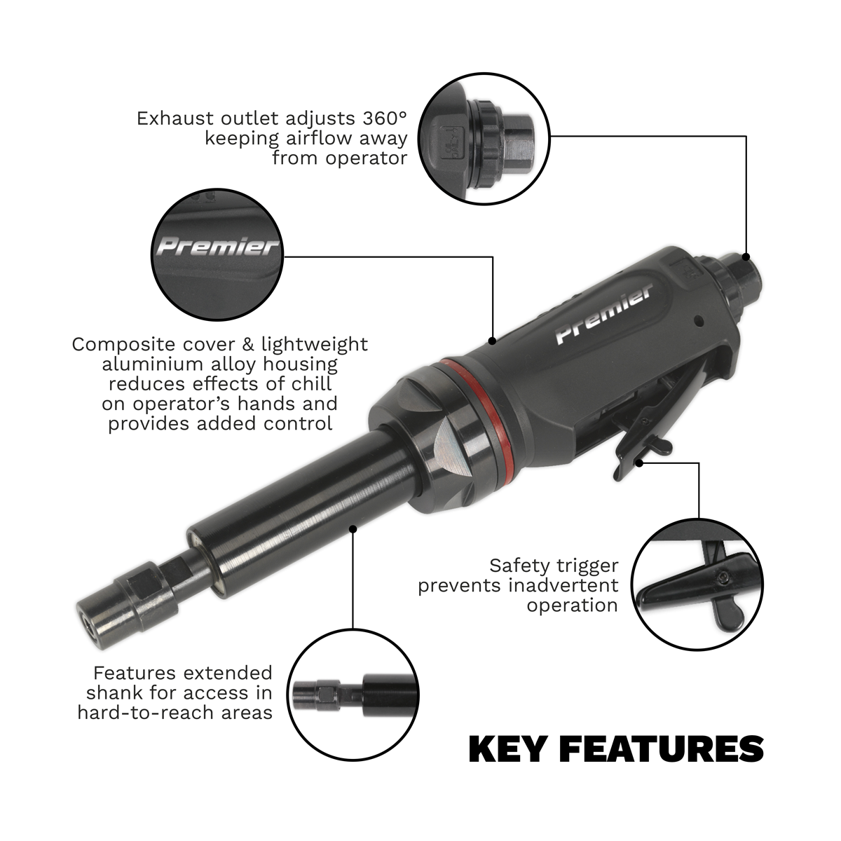 Long Reach Maxi Air Die Grinder 260mm SA656